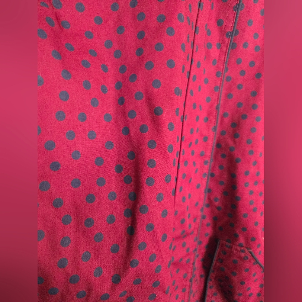 Boden Polka Dot Long Coat Rain Winter Womens 14R Plum Purple Blue Collar Zip - Picture 7 of 9